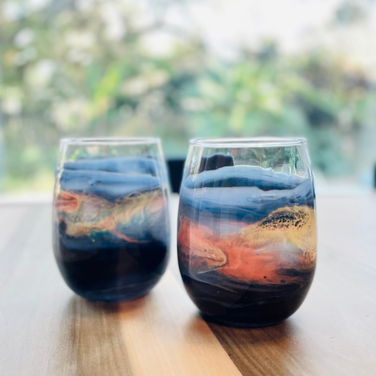 Pair Of Lowcountry Sunset Wine Glasses