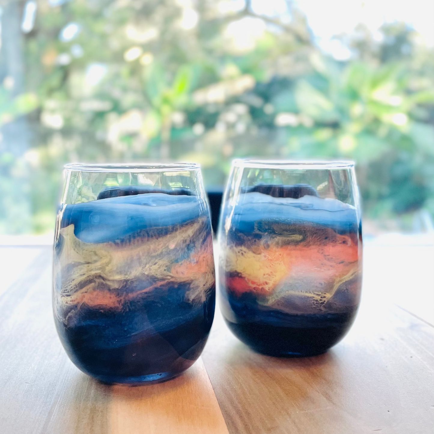 Pair Of Lowcountry Sunset Wine Glasses