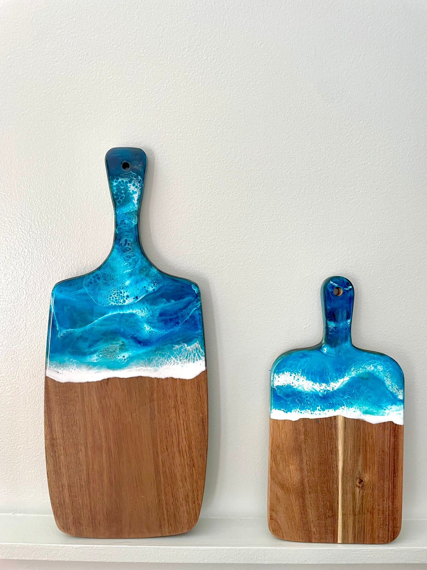 Beach Inspired Charcuterie Board with Hand Poured Resin Waves - Charleston, SC